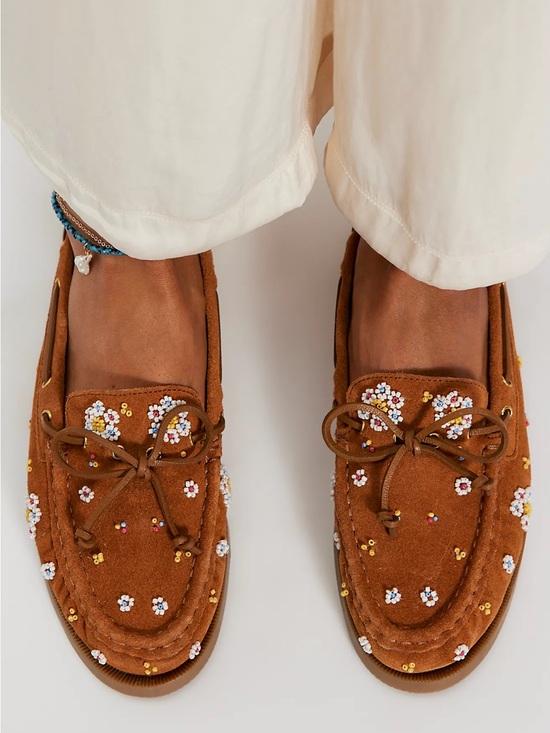 Free People Shoes - New Free People Sandy Seed Beaded Suede Boat Shoes